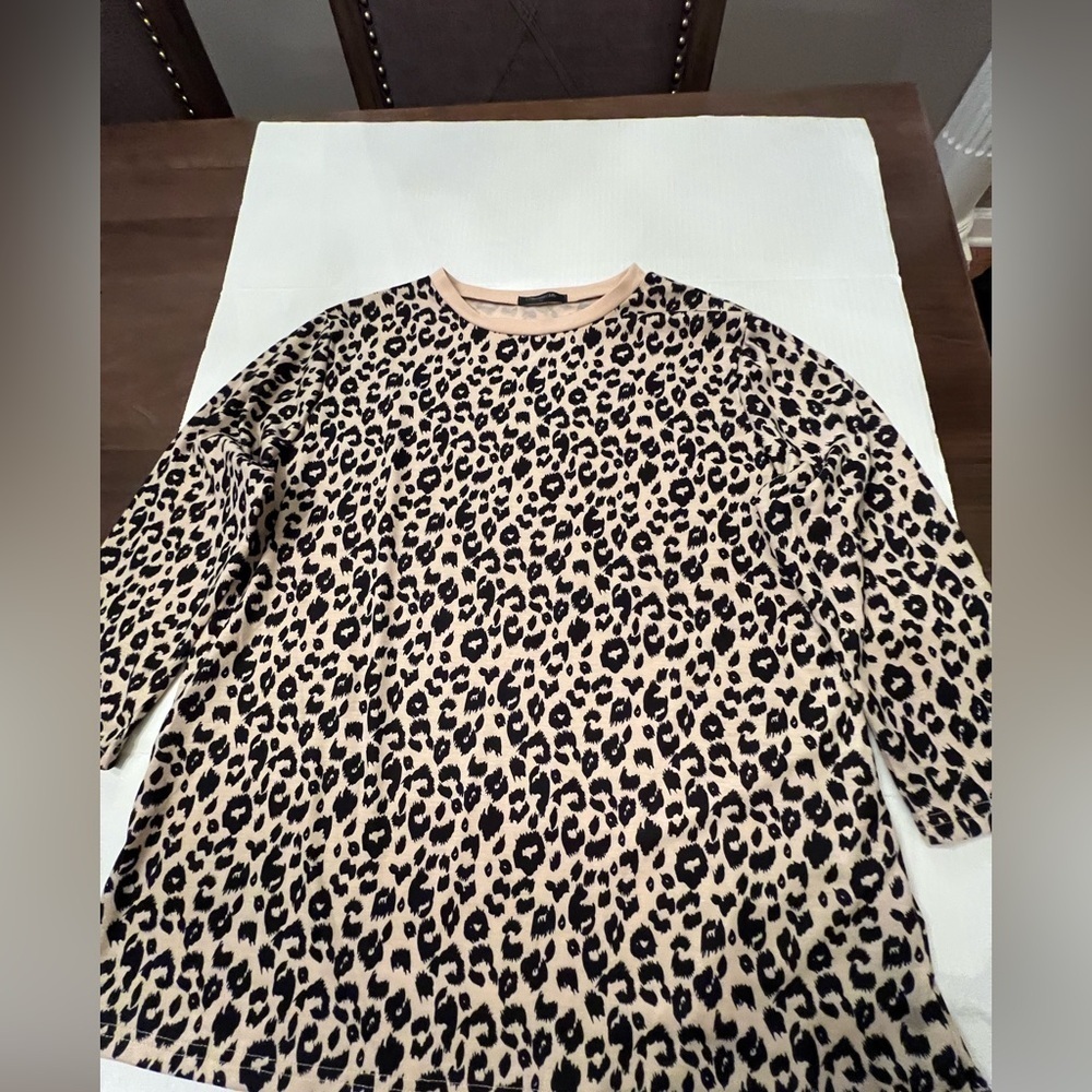 BLOOMING JELLY LEOPARD PRINT SIZE XL LONG SLEEVE T SHIRT STYLE FABRIC